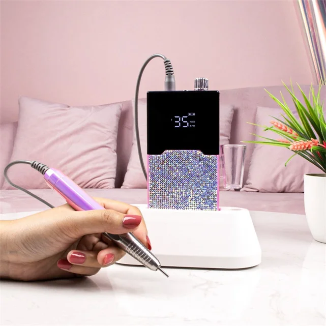 35000RMP Portable Diamond Drill Bit Set Nail Manicure Set File Nail Pen Machine Set Kit Nail Drill Machine With Charge base