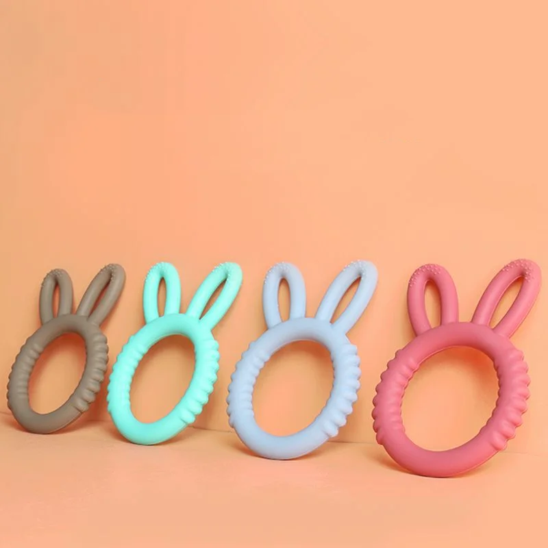 Manufacturers Learning Silicone Teether baby Teether New Rabbit Tooth glue Silicone Bite Toy Silicone Teether Toy For Children