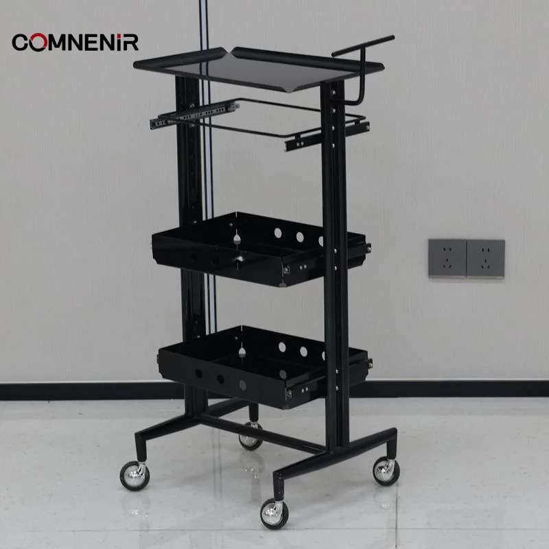 Professional Aluminium Hair Salon Trolley Plastic Beauty Tool with Hair Wheel-for School Use