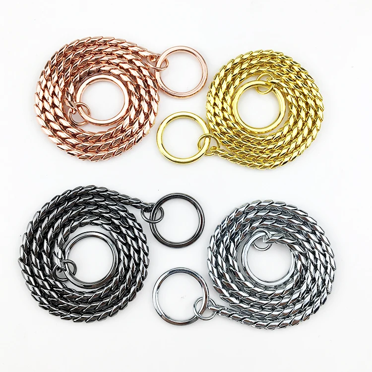 Luxury Stainless Steel Dog Chain Collar 17MM Adjustable Gold Cuban Link Dog Snake Choke Metal Collar