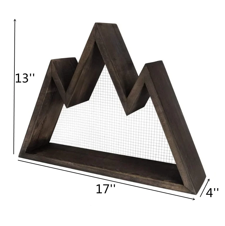 Wholesale triangle wall art geometric decor wooden crystal display shelf mountain shelf