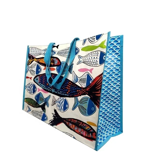 Рекламные Ламинированные Многоразовые фото печать pp сплетенная хозяйственная сумка сплетенная pp обрабатываются сумки