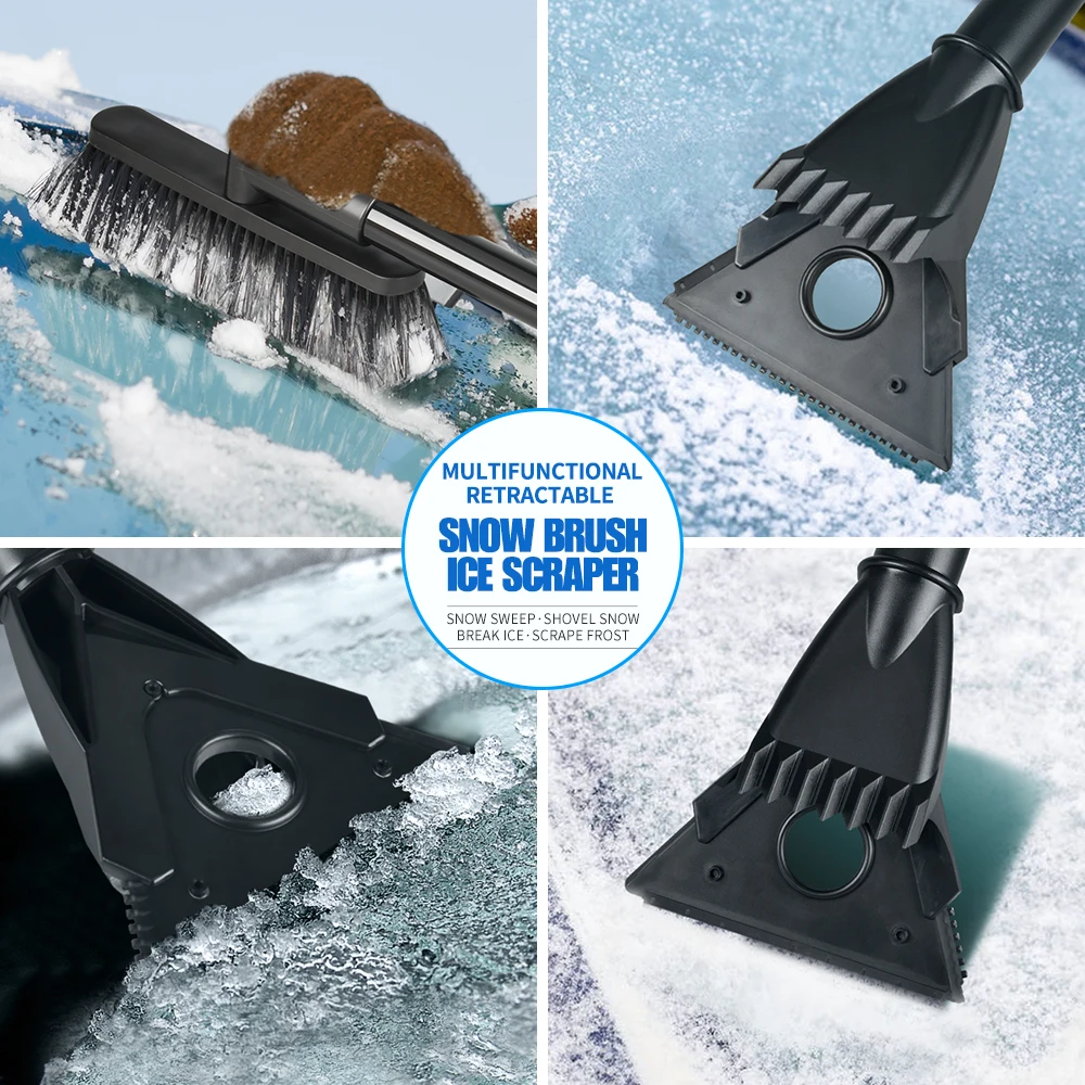 Лидер продаж, скребок для льда 3 в 1 из тяжелого пластика и алюминиевого сплава, многофункциональная выдвижная щетка для снега, скребок для льда
