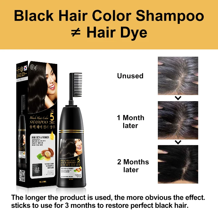 ppd free natural black hair dye shampoo color semi permanent korean hair color shampoo for man