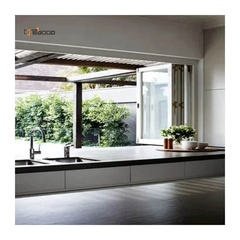 Customized Size Commercial Balcony Powder Coated Double Glazed Aluminum  Folding Window