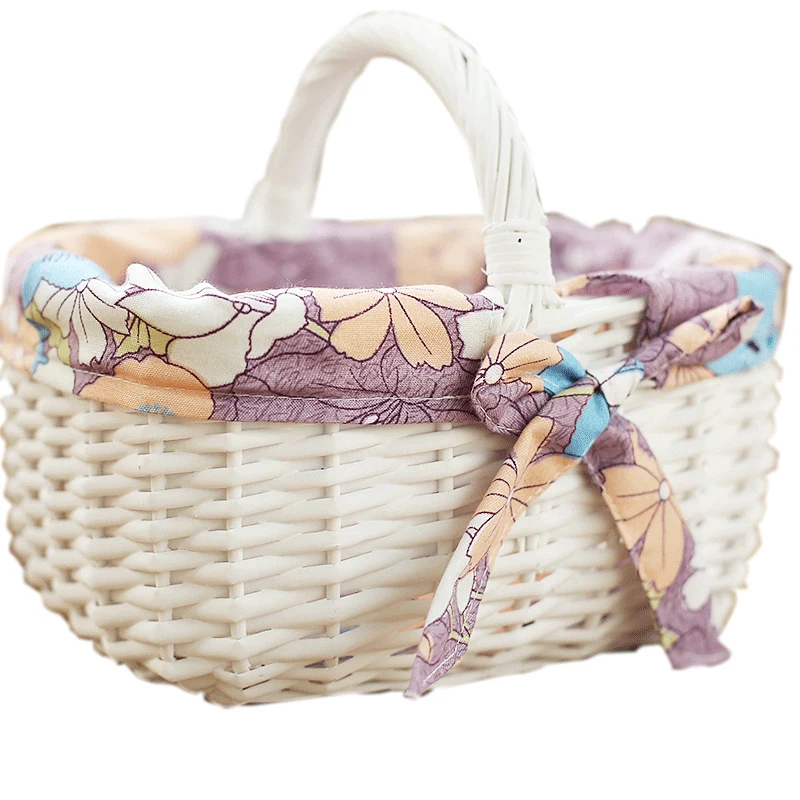 Подарочная плетеная корзина с ручкой, оптовая продажа, плетеная мини-корзина из ивы, натуральная корзина на заказ с ручкой для цветов, народная корзина на заказ