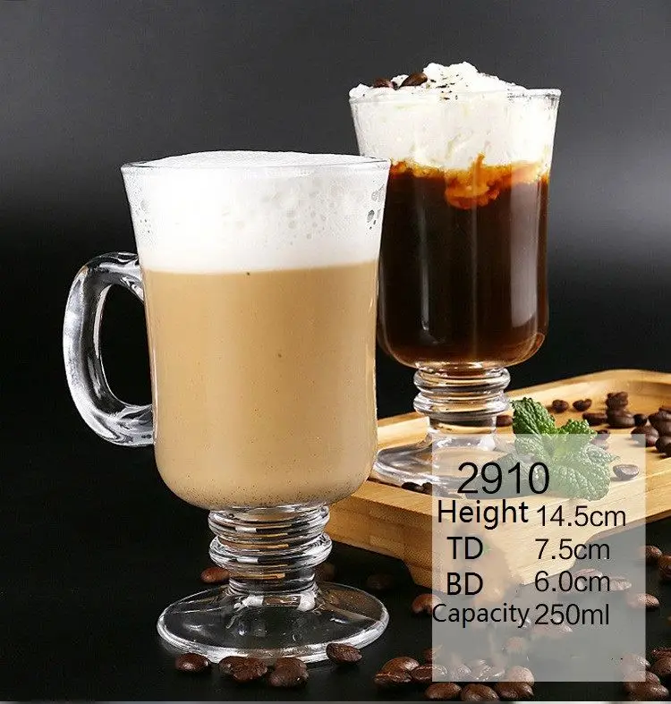 Wholesale Customized 340ml Classic Milk Shake Ice Cream Soda Glass 12 oz Beverage Juice glass cup with handle