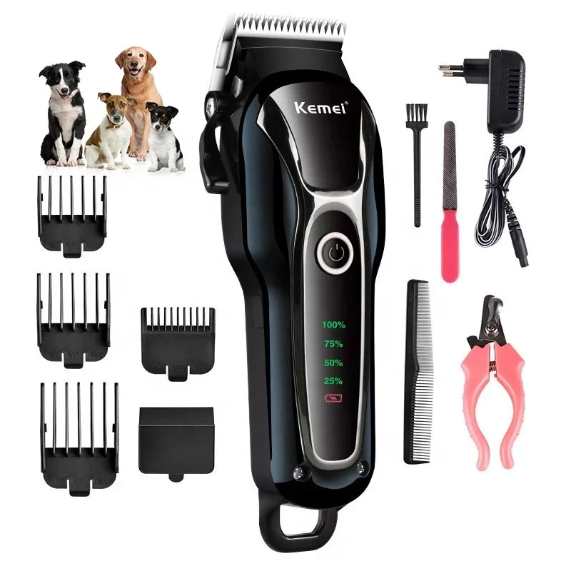 
Kemei 100-240v rechargeable professional dog hair trimmer cat cutter grooming machine hair remover animal hair clippers 