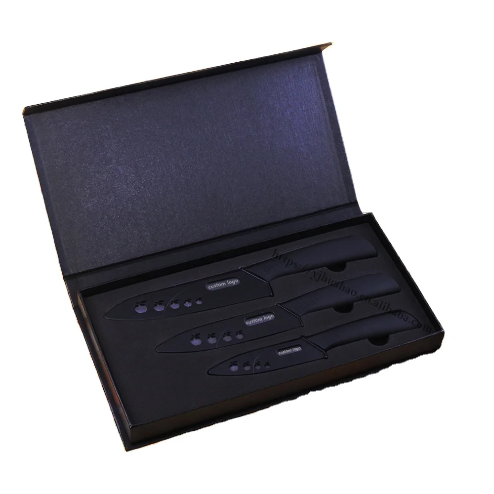 
amazon hot sell 4 + 5 + 6inch ceramic knife 3pcs kitchen knife set in eva gift box 