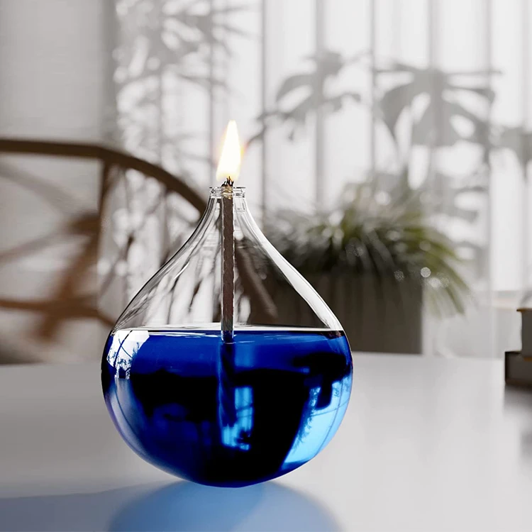 ODM/OEM decorative glass cylinder kerosene small handblown glass oil lamp for holiday Christmas wedding