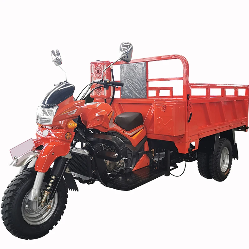 China OEM/ODM factory dual water cooled rear four tires overload gasoline petrol motor motorcycle cargo motorized tricycle