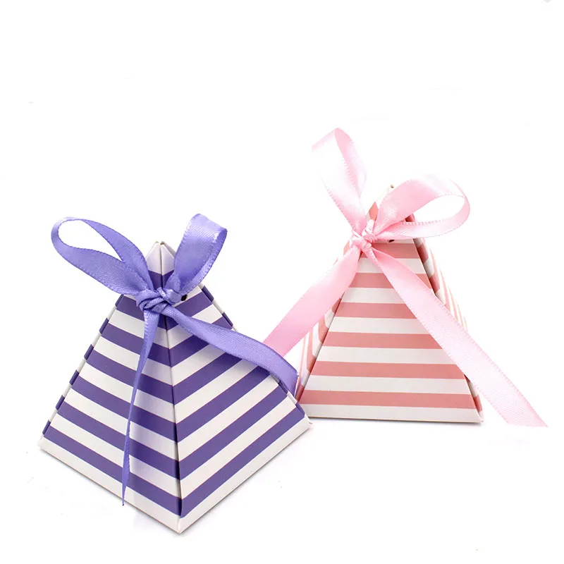 Wedding Triangular Pyramid Gift Box Wedding Fvors Baby Shower Candy Boxes for Guests