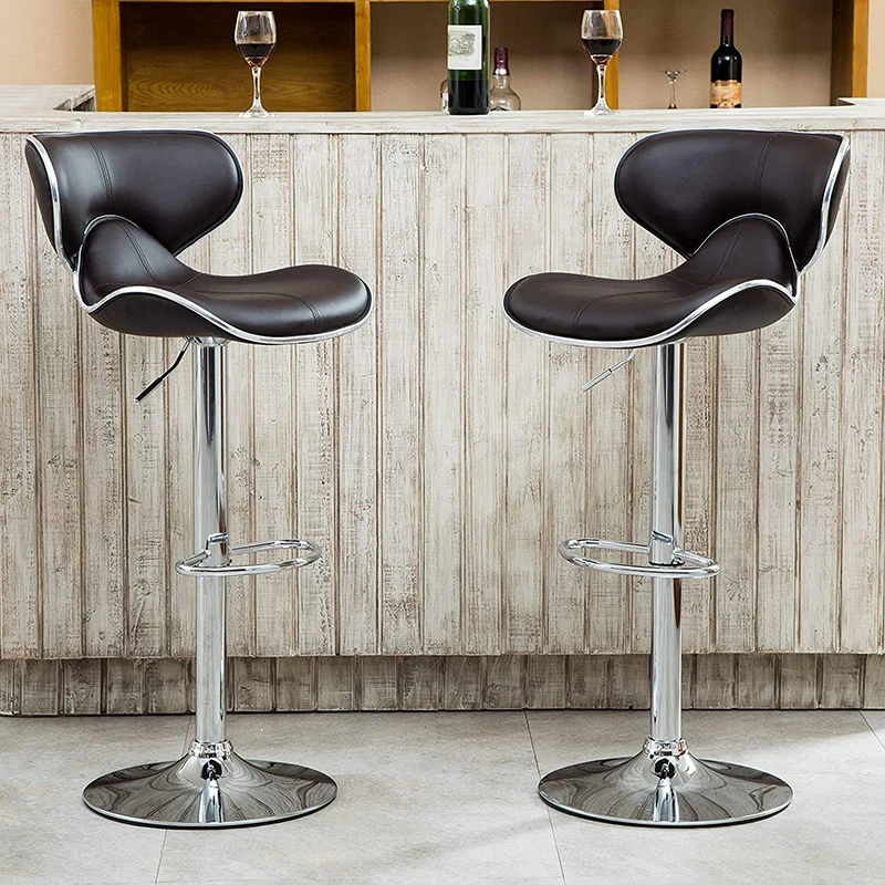 Custom Hydraulic Lifting Adjustable Barstools Back Leather Bar Stools For Kitchen