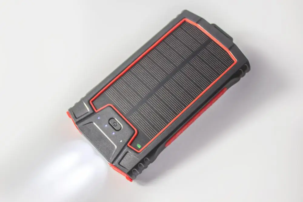 Private design fast charging phone charger 15W 10000mah micro type-c waterproof IP54 strong solar flashlight outdoor power bank