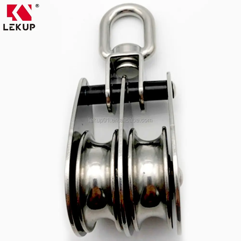 Hanging Wire Towing Wheel M25 M50 Stainless Steel Swivel Wire Rope Crane Double Sheave Eye Pulley Lifting Block