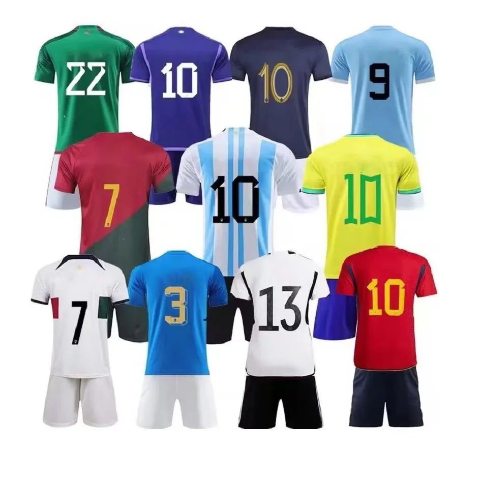 cheapest soccer jersey light blue yellow national team Adult + kids polyester t shirt soccer jersey football wear