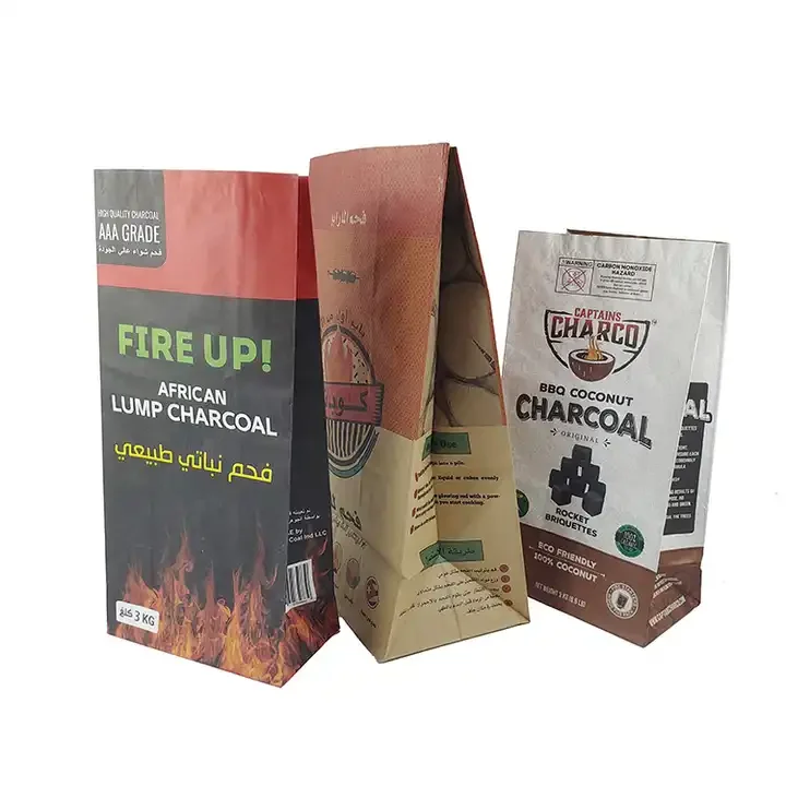 Outstanding Brown White Kraft Paper Bag Mix Colour Coal Lumps Briquette Packing Sacks For Wholesale Bag