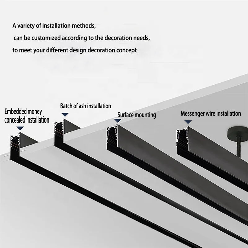 48V LED track system for magnetic track lamp White black ceiling surface embedded lifting magnet light rail lamp