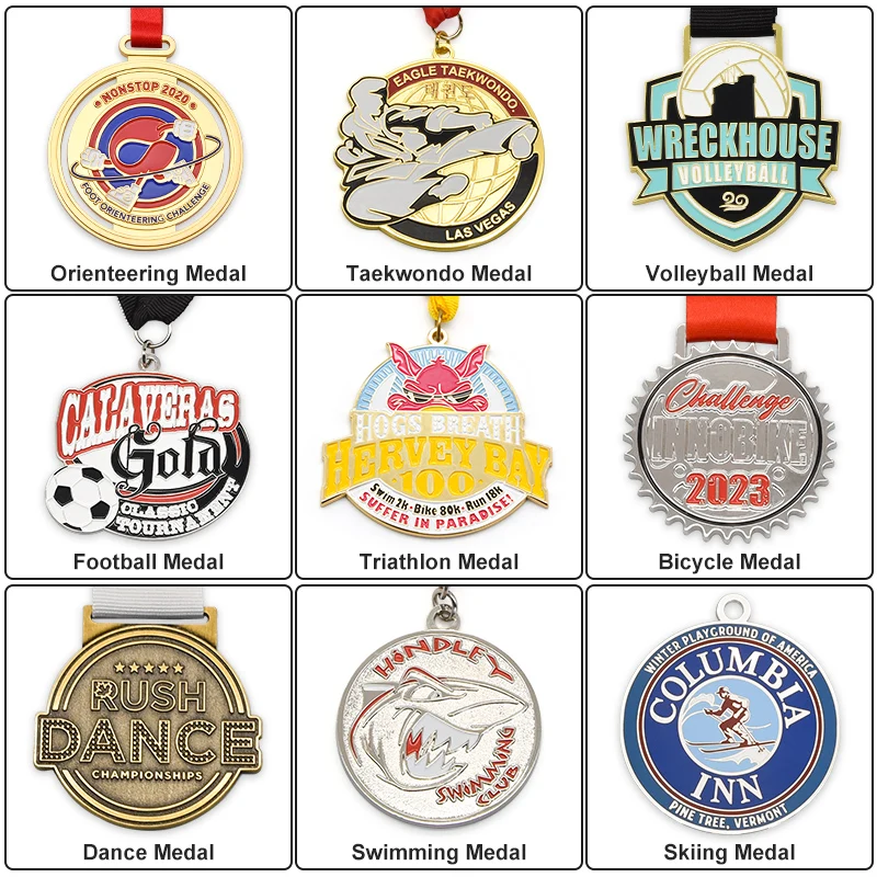 Wholesale Custom Metal Enamel Zinc Alloy Award Sports Medal Judo Taekwondo Karate Gold Medal With Ribbon