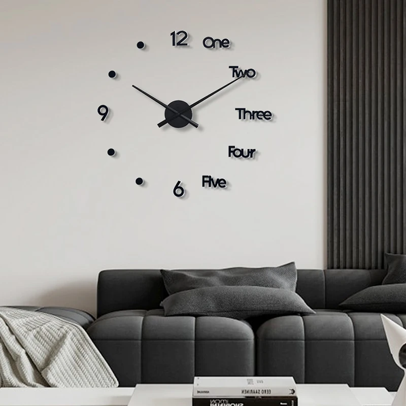 20 inch large luxury frameless wall clock for living room home decor acrylic silent  big 3d diy clock