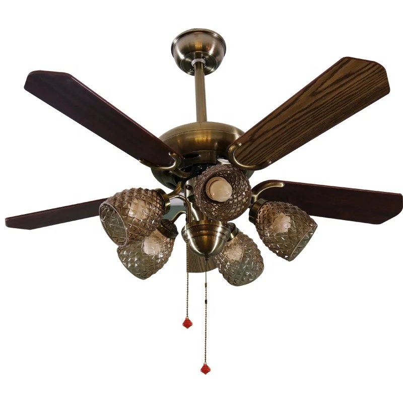 factory supply golden glass lampshade pineapple ceiling fan lamp for bedroom and living room