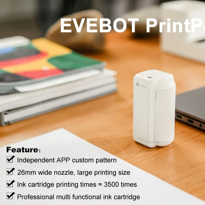 Миниатюрный портативный принтер Evebot Printpods многофункциональные струйные мобильные Wi-Fi принтеры со сроком годности для татуировок и логотипов «сделай сам»