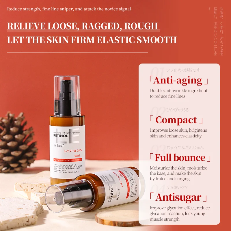 Private Label Natural Retinol Essence Lotion Anti-Wrinkle Retinol Moisturizer Day & Night Face Cream for Women and Men