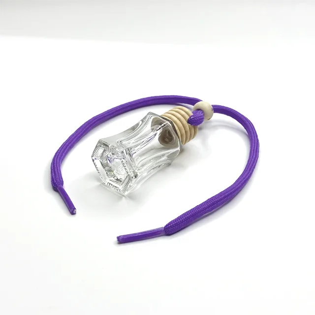 Luxury 7ml Hexagonal Air Freshener Glass Hanging Perfume Bottle Car Diffuser Bottles