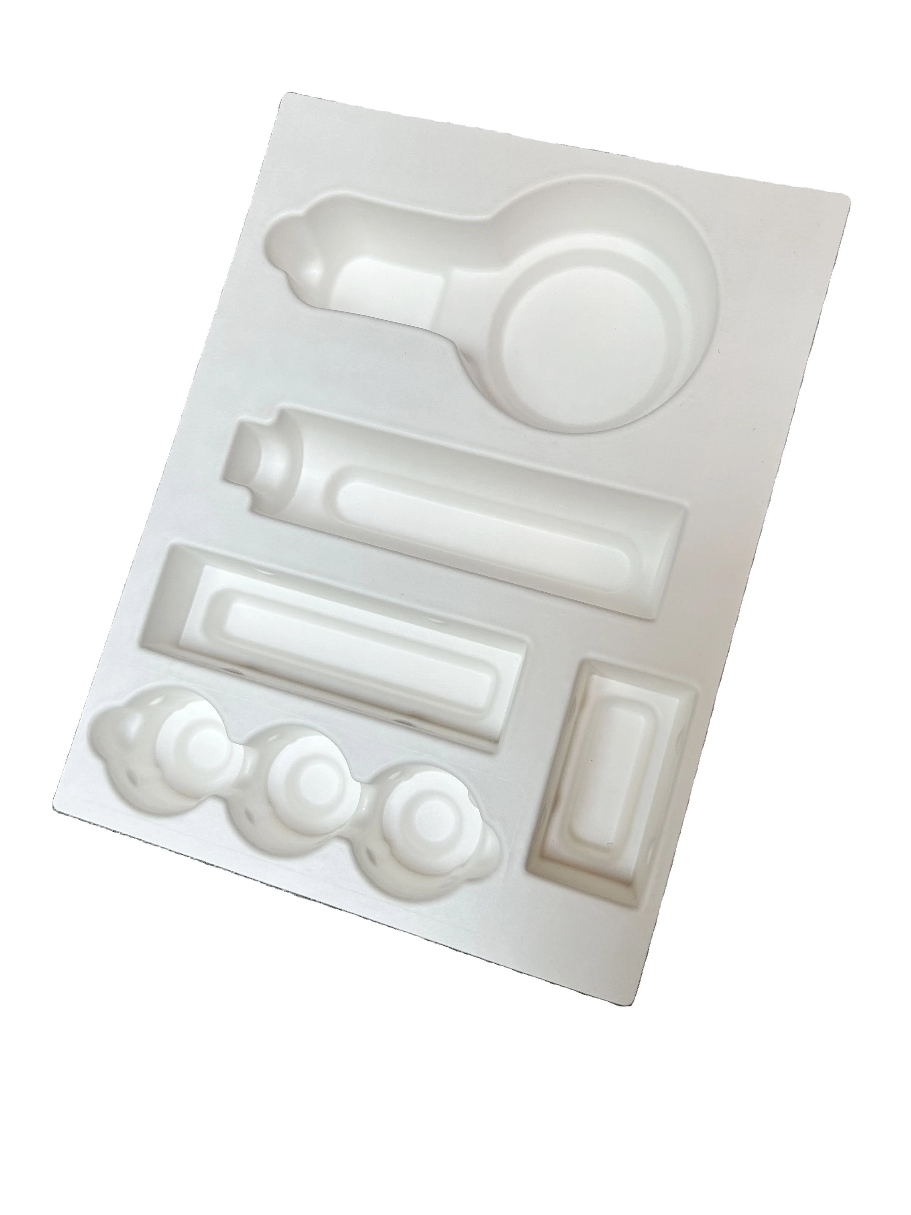 Custom Molded Packaging for Cosmetics Virgin Bagasse Fiber with Recycled Pulp Insert Unbleached Inner Tray