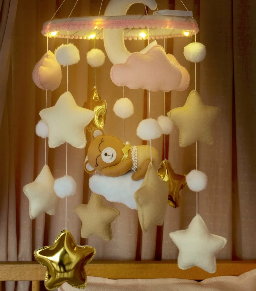 Baby Musical Crib Mobile With Night Light Babies Boys Girls Mobile for Crib