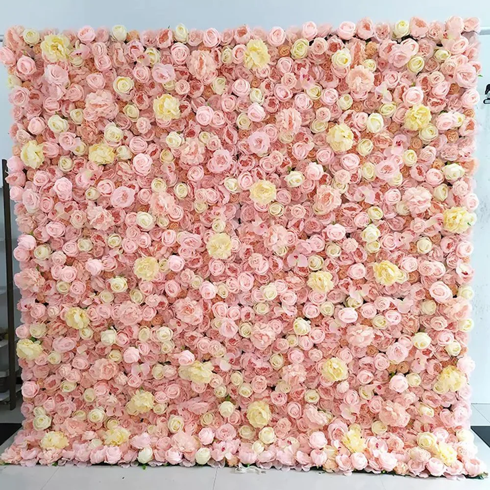 Decorative Flowers Wreaths And Plants Pink White Wall Decor Panel White Rose Wall Flower Wedding 3D Flower Wall