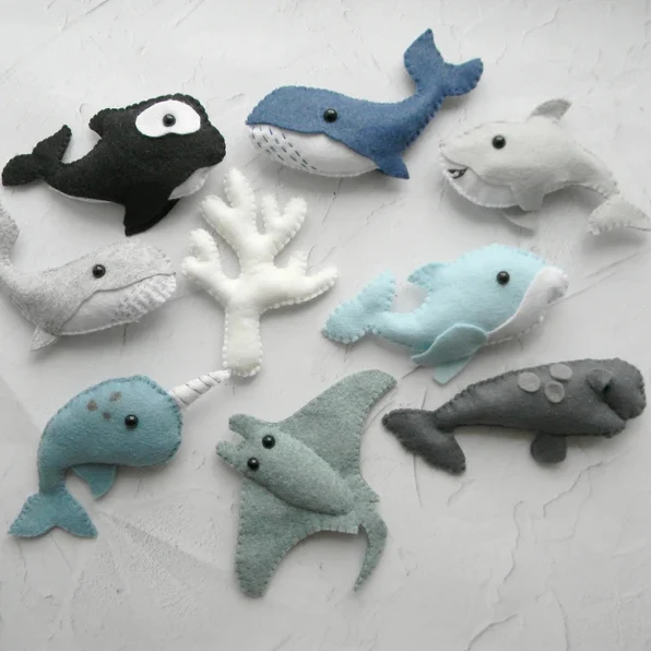 Customized designed Educational Felt Stuffed Animal Lion Monkey Handmade Felt Forest Animals Toy