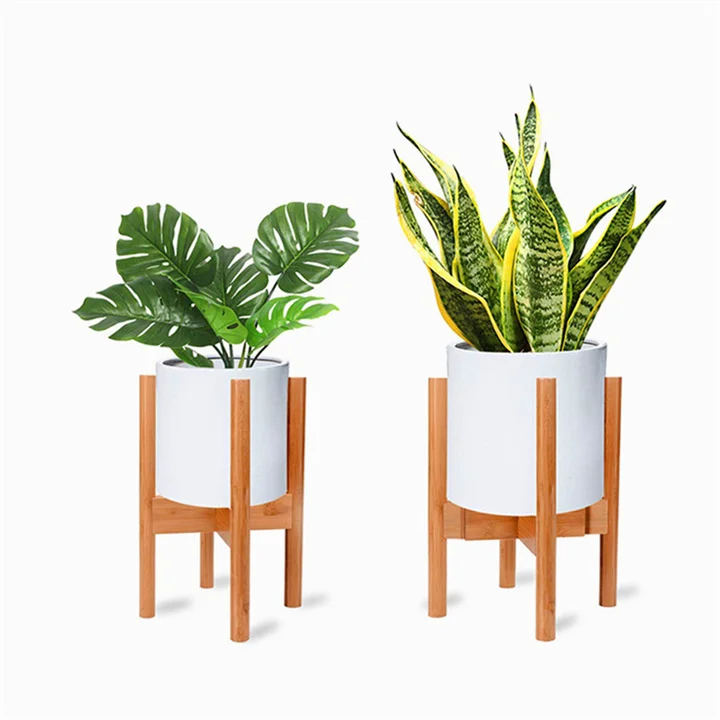 Бамбуковые подставки для растений, комнатные подставки для цветов с колесами, винтажная подставка для растений из бамбука