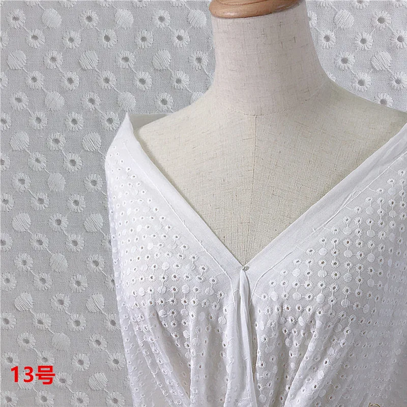 Latest design french cotton eyelet fabric custom design embroidery cotton lace fabric