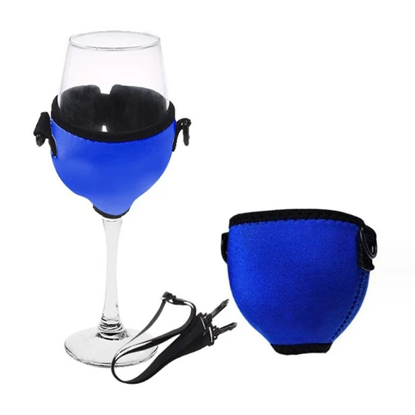 SCPKH014 Wine Glass Insulator Neoprene Sleeve with Adjustable Neck Strap Drink Holder Wine Glass Insulator