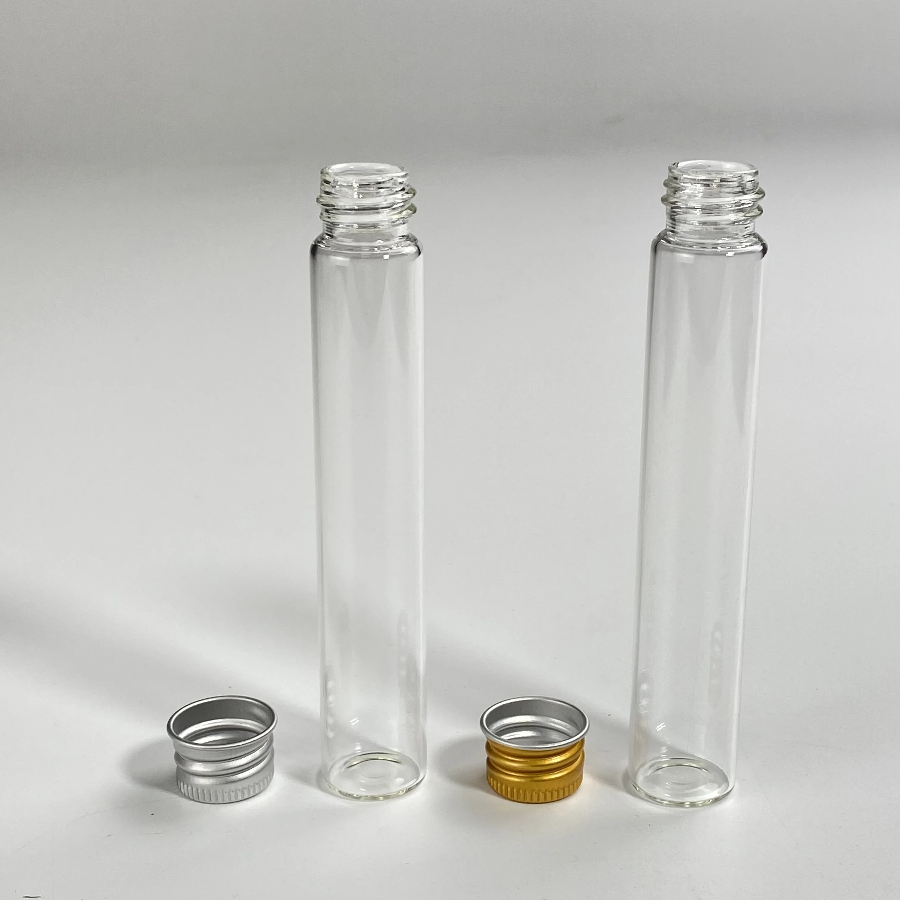 Wholesale Clear 98mm 120mm 140mm Glass Vials Glass Tube with Aluminum Cap