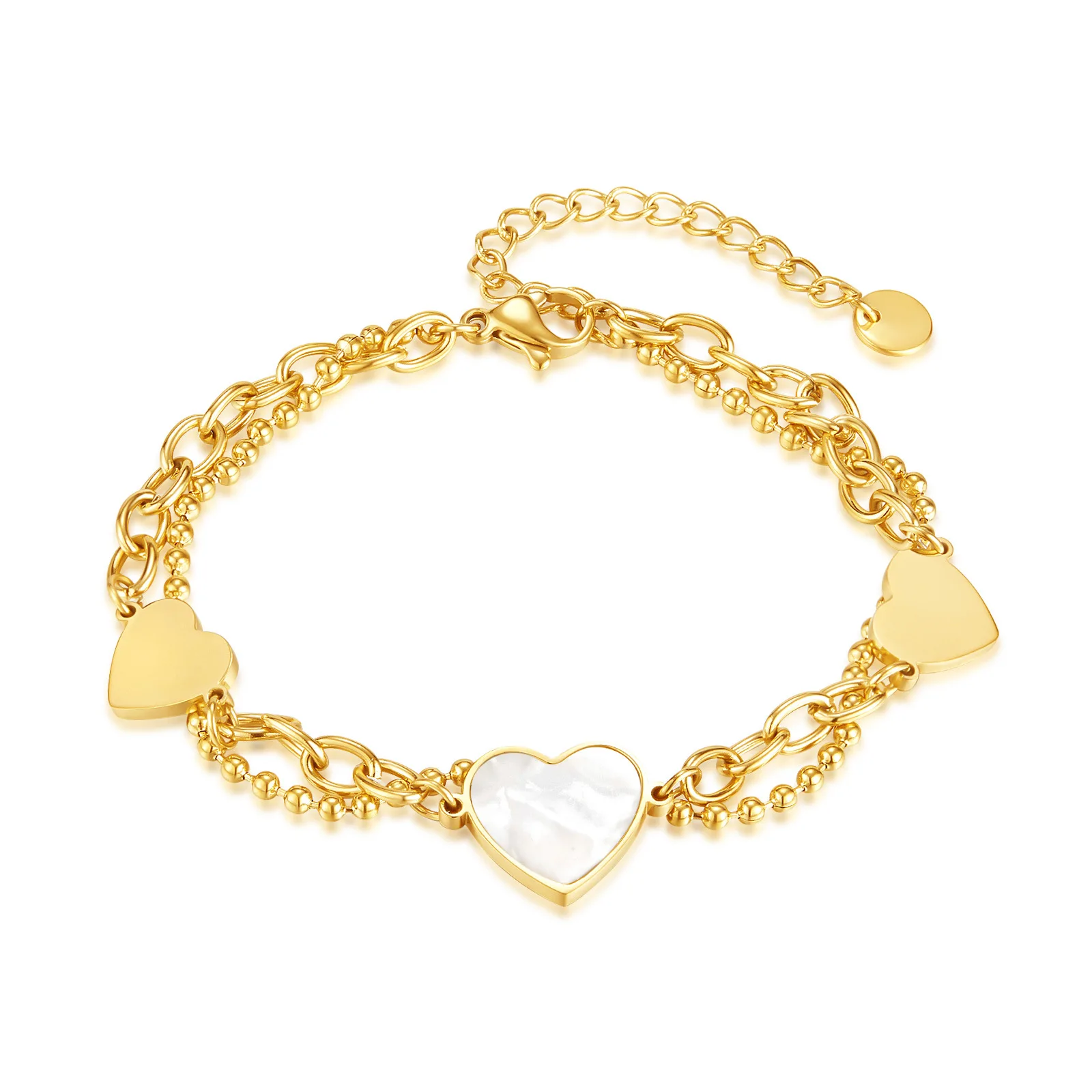 Ins style love heart hand jewelry accessories double layer design love heart jewelry bangle & bracelet women