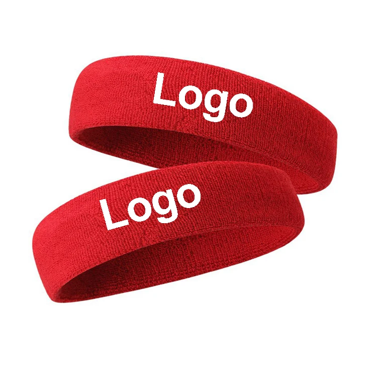 Sweatband Cotton Sports Headband Terry Cloth Wristband Moisture Wicking Sweat Absorbing Red Sweatband