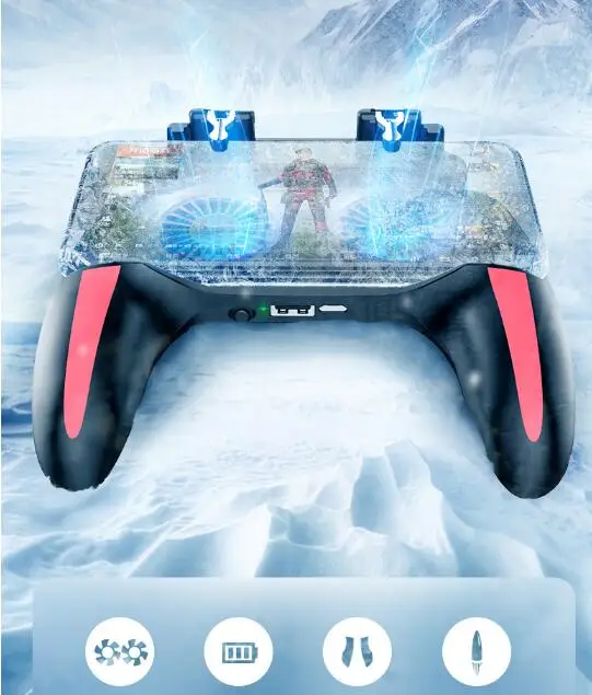 
H10 Gamepad for PUBG Controller Double Cool Fan 5000mAh Power Bank Game Controller Joystick Android IOS Mobile Gamepad 