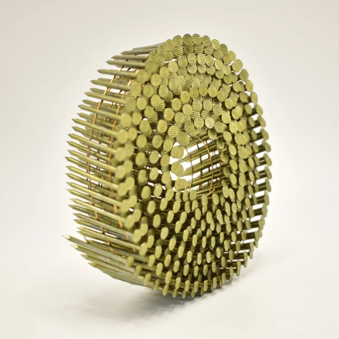 Screw smooth ring shank Factory Prices Q235 material full color coated  Coils Nails Wooden pallet use