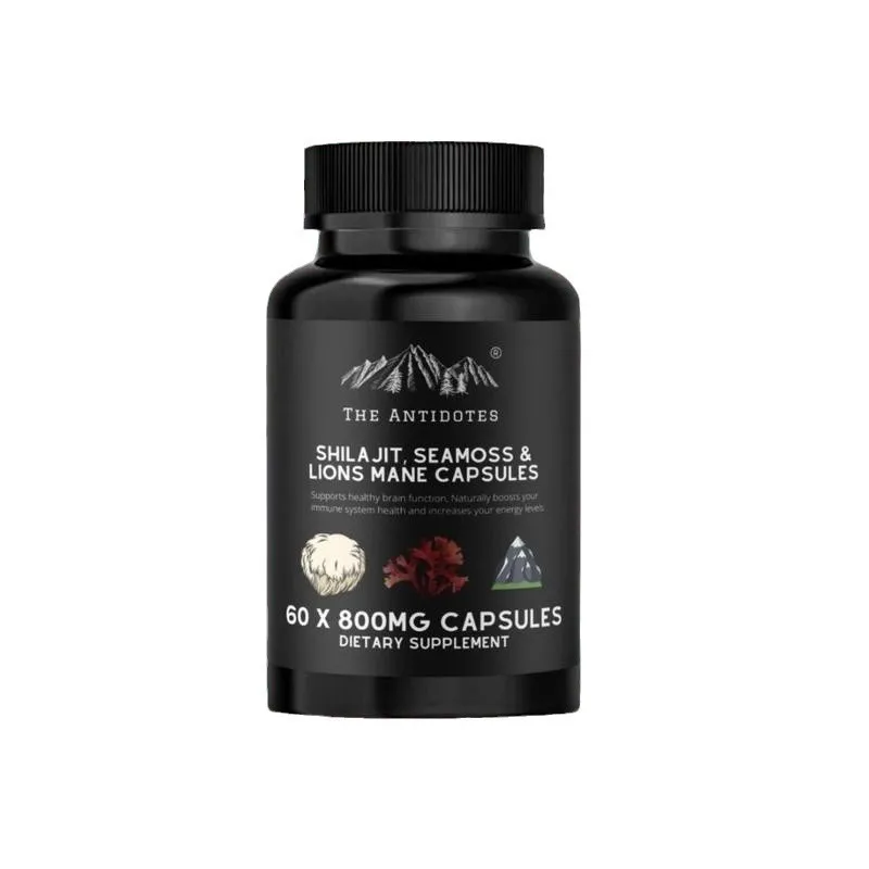 wholesale shilajit sea moss mushroom lions mane capsules 3 in 1