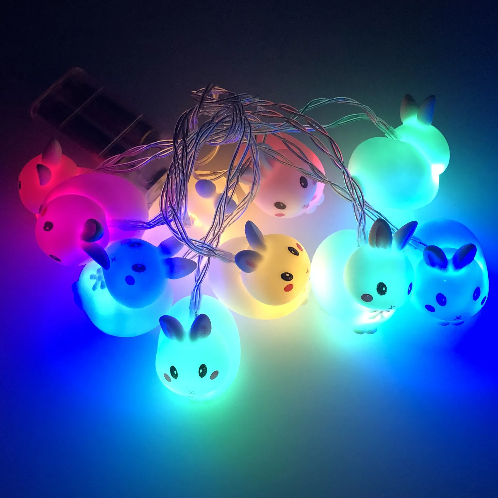 Unique Creative Battery Easter Bunny Shape Egg Led String Lights for Decoration Happy Easter Holiday Lighting Supplies