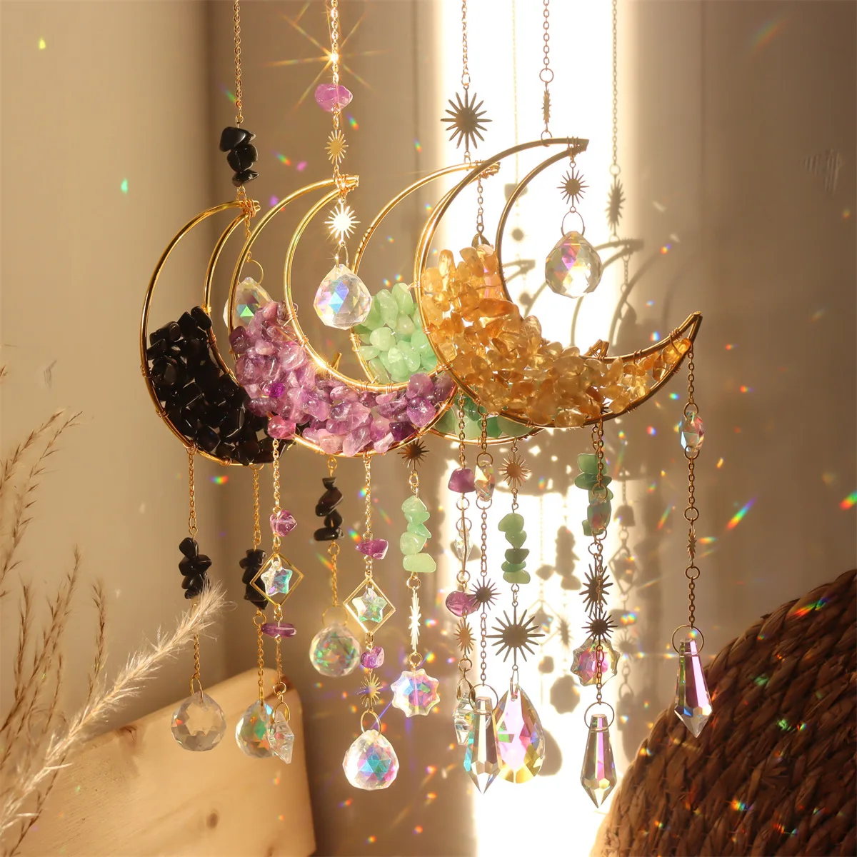Window Decor Sun Catcher Indoor Outdoor Ornament Prism Suncatchers Gift Moon Crystal Suncatchers