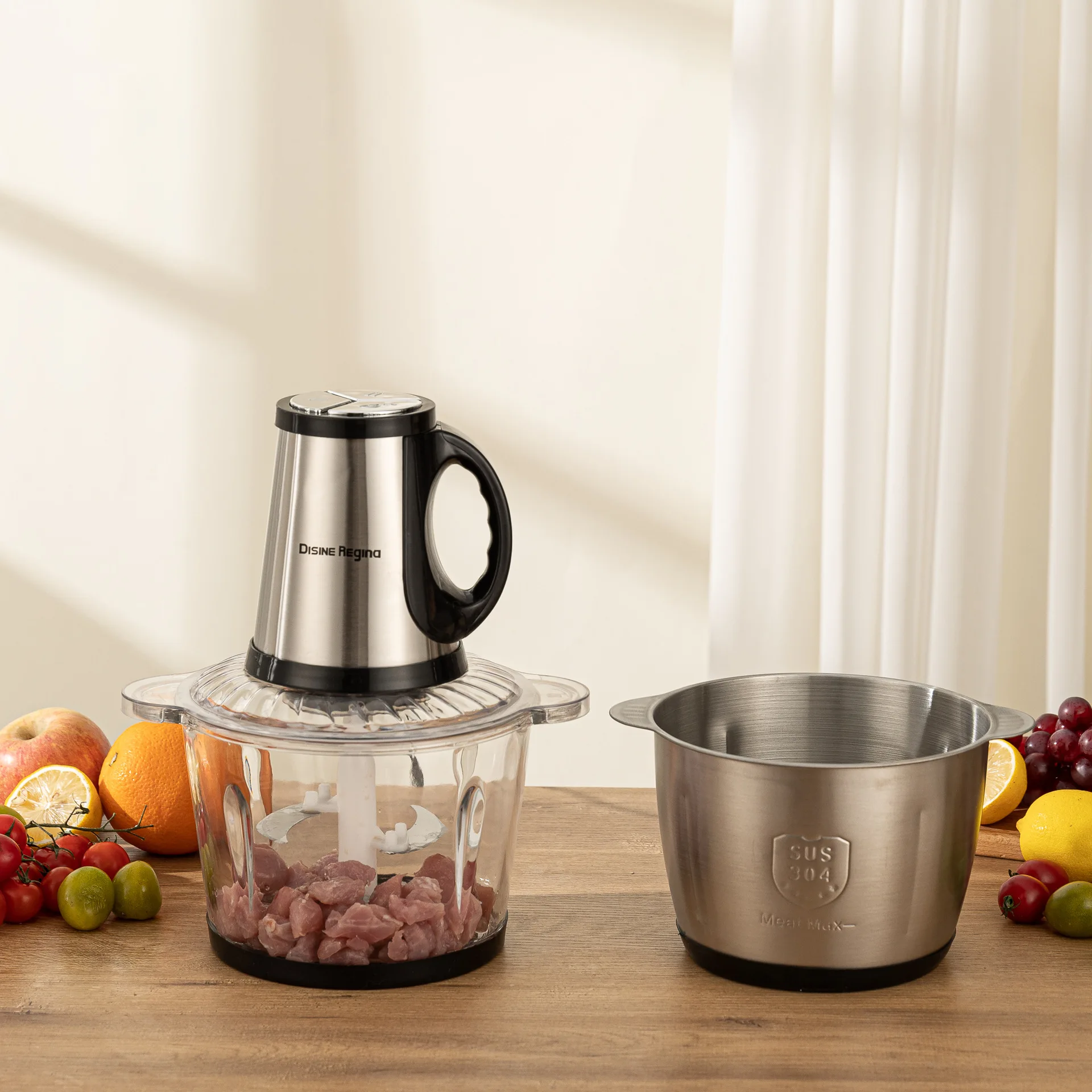Multifunctional 2 in1 Meat Blender Dual Speed Capacity 3L Electric Food Processor With Stainless Steel Blade