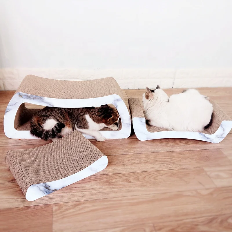 Large  Corrugate Cat Scratchers 3-in-1 for Fat Cat Catnip Scratch Lounge Cats Accessories
