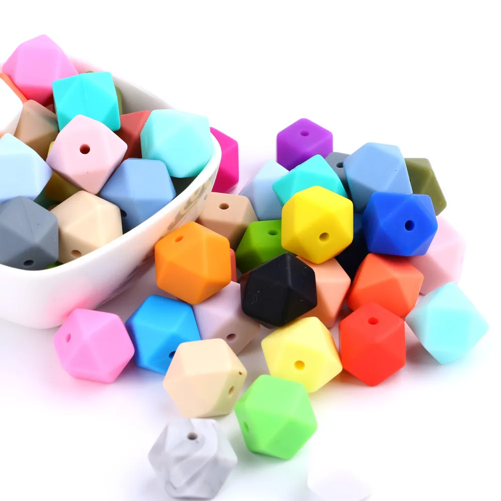 Food Grade  Silicone Beads BAP Free Multi-color Multi-Type Baby Teething  Silicone  Hexagon  Beads