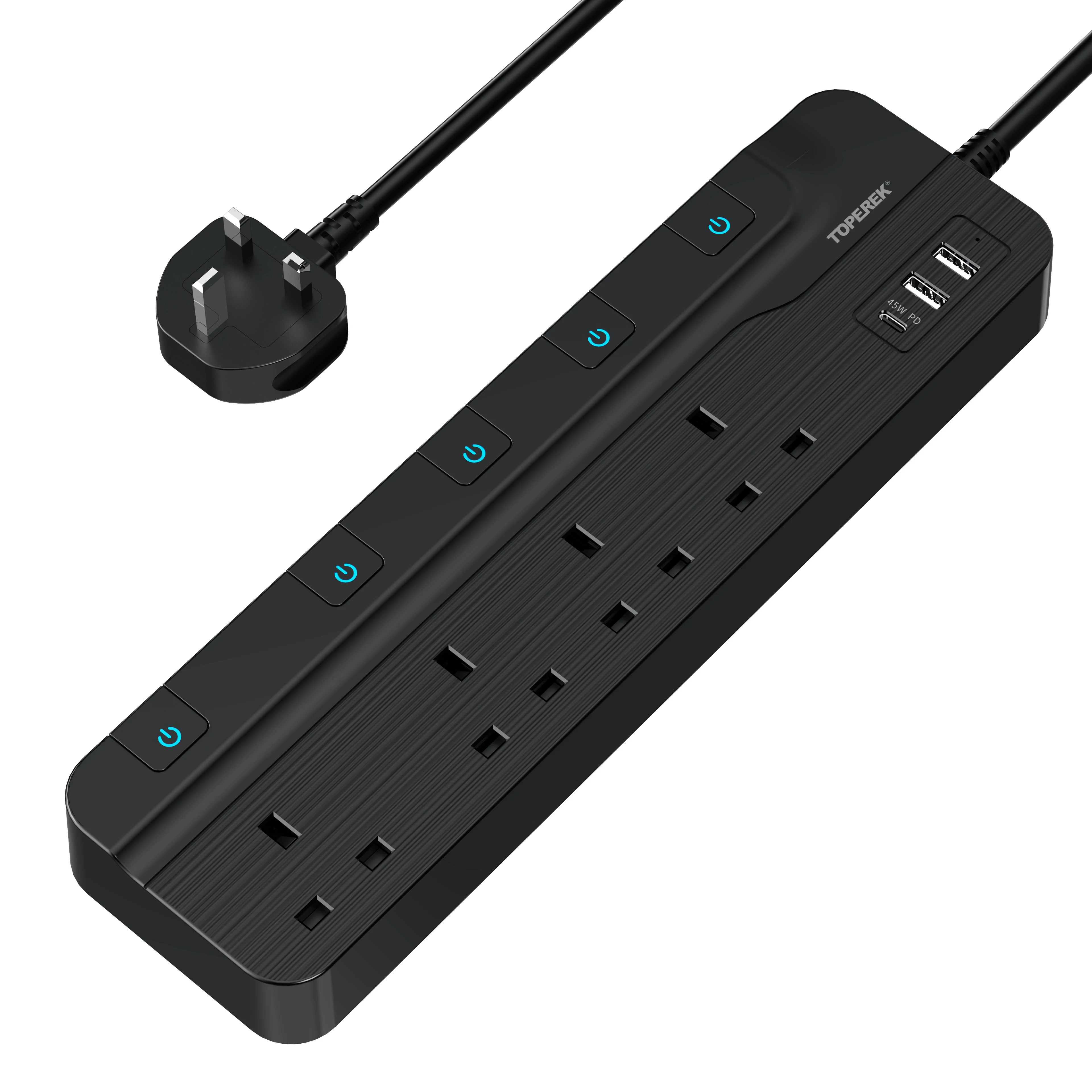Newly Intelligent Power Strip Extension 13A 220V UK Standard Multi Plug With PD45W Charging Laptop Directly And Quickly