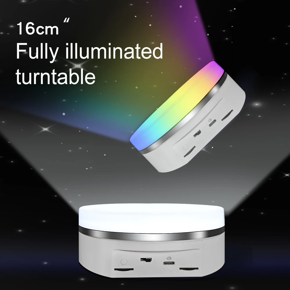 Вращающийся светодиодный 360 поворотный стол 16 см (6 3 дюймов) RGB Электрический для дисплея или фотографии Грузоподъемность 5 кг