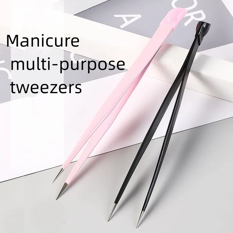Оптовая продажа, наконечники зонда, наклейка, стразы, захват, прочный с силиконовой насадкой, розовый, черный, двойной пинцет из искусственной нержавеющей стали