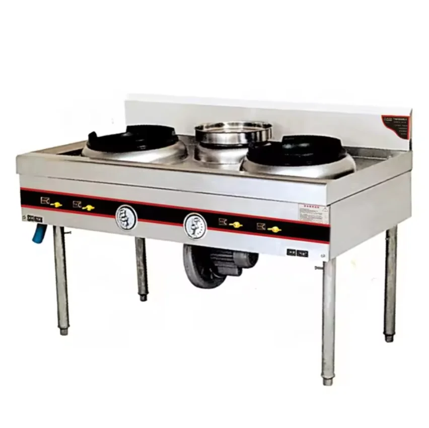 high quality stainless steel big kitchen 2 burner wok range gas stove for restaurante chinede food